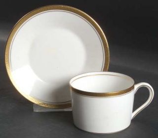 Coalport Elite Gold Flat Cup & Saucer Set, Fine China Dinnerware   Gold Encruste