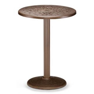 Telescope Casual 30 in. Round Cast Top Patio Bar Height Table with Umbrella
