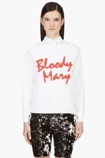 Filles A Papa White Blood Mary Embroidered Script Sweatshirt