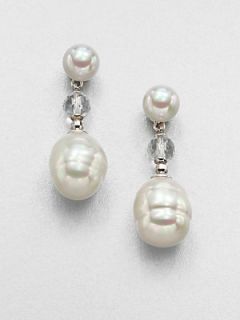 Majorica 8MM &12MM Baroque Pearl Earrings   Pearl Silver