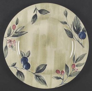 Nikko Summer Dance Dinner Plate, Fine China Dinnerware   Green Background,Plums&