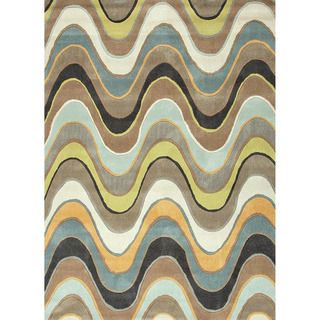 Hand tufted Contemporary Abstract Pattern Blue Rug (5 X 76)