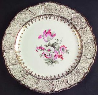 Vogue Vog61 Dinner Plate, Fine China Dinnerware   Washington Colonial,Pink/Gray