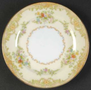 Noritake Bolero Bread & Butter Plate, Fine China Dinnerware   Green Edge,Tan Scr