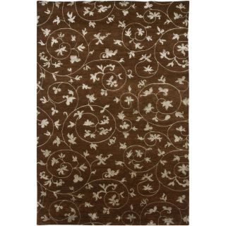 Hand knotted Floral Tobacco Wool/ Art silk Rug (56 X 86)