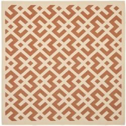 Poolside Terracotta/ Bone Indoor Outdoor Rug (67 Square)