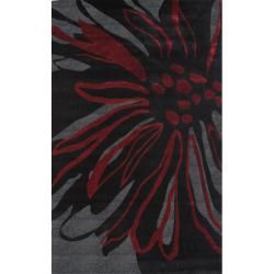 Nuloom Handmade Black Norwegian Floral Pattern Venom Rug (76 X 96)