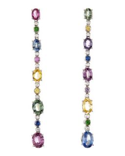 Multicolor Sapphire & Diamond Dangle Earrings