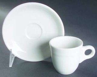 Homer Laughlin  Fiesta White (Newer) Flat Demitasse Cup & Saucer Set, Fine China